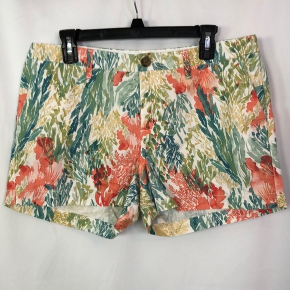 Old Navy Pants - Old Navy Shorts Ocean Coral Reef Print Watercolor Floral Chino Shorts Size 8